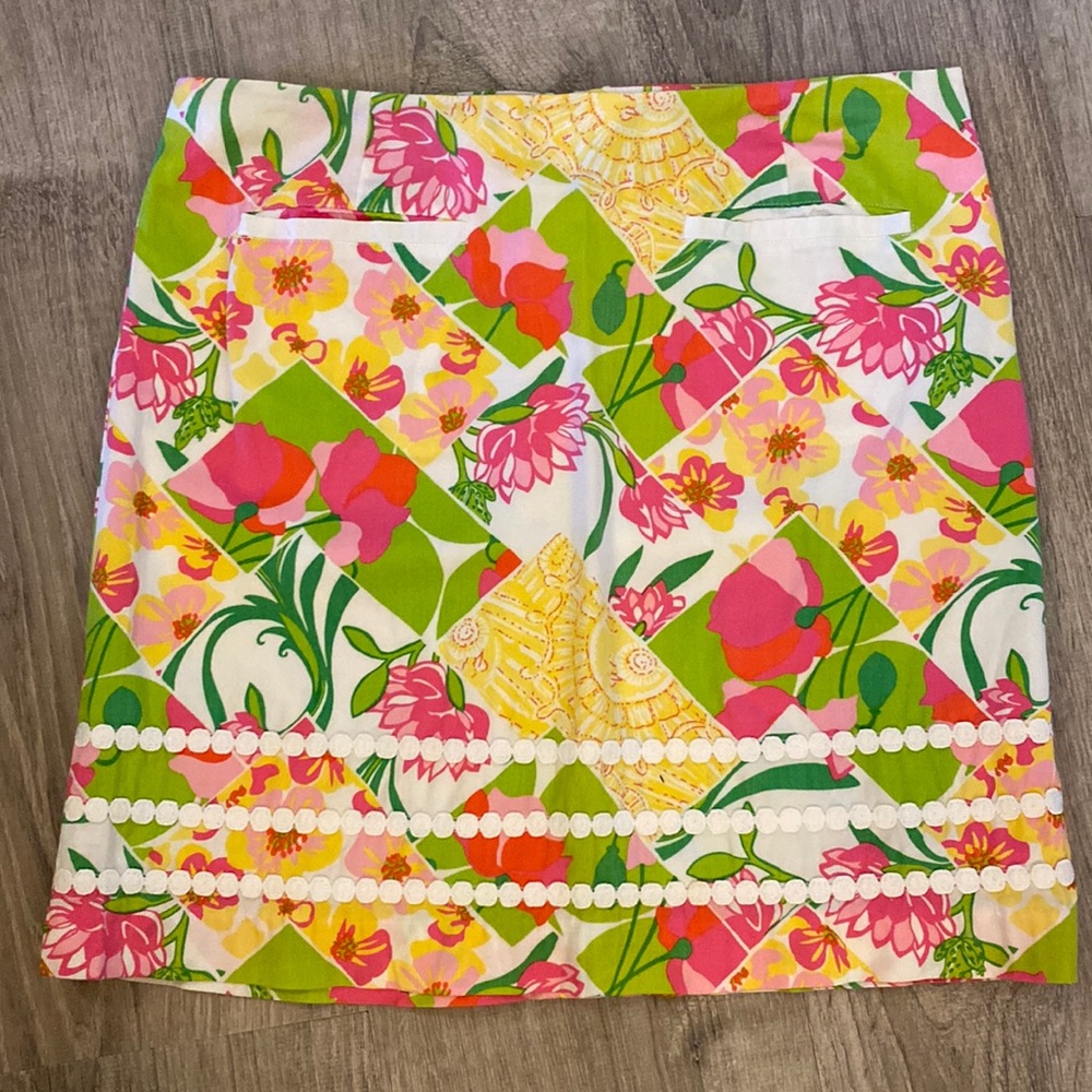 Lilly Pulitzer “Lilly Fields Forever Patch”  100% Cotton Tennis Skirt
